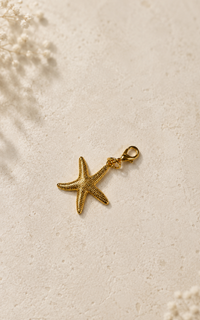 Charm estrella de mar dorado texturizado con broche mosqueton